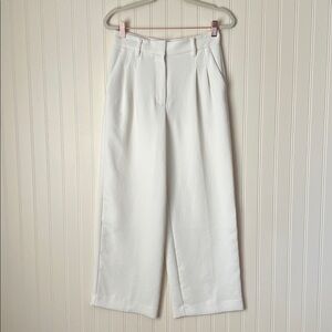 Aritzia Wilfred Women’s Crepette Wide Leg Pleated Trouser Pant Size 2 Off White
